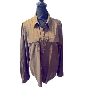 JOIE army green long sleeve lightweight shirt size L